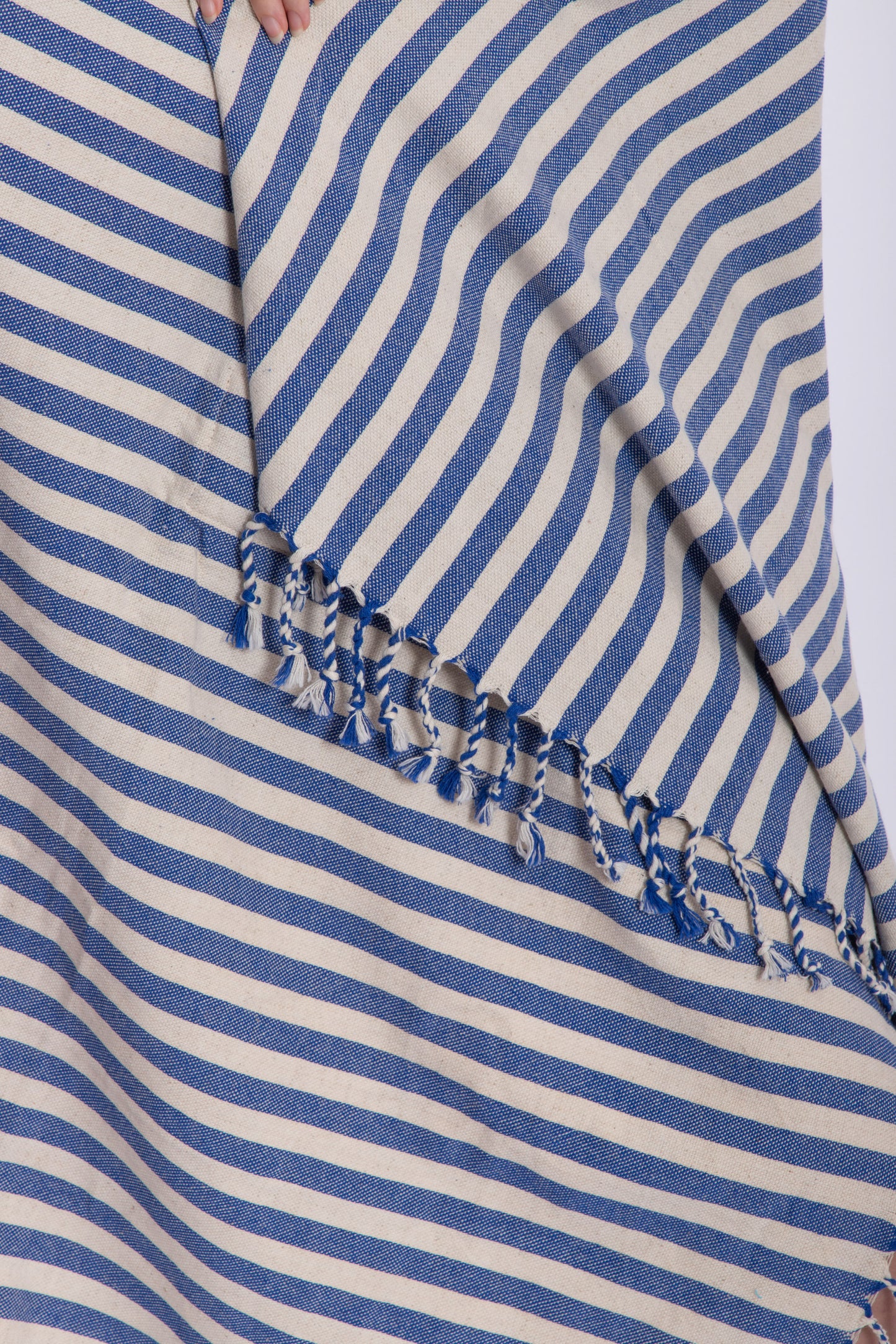 Linen Beach Bag 'Blue Side Strap'