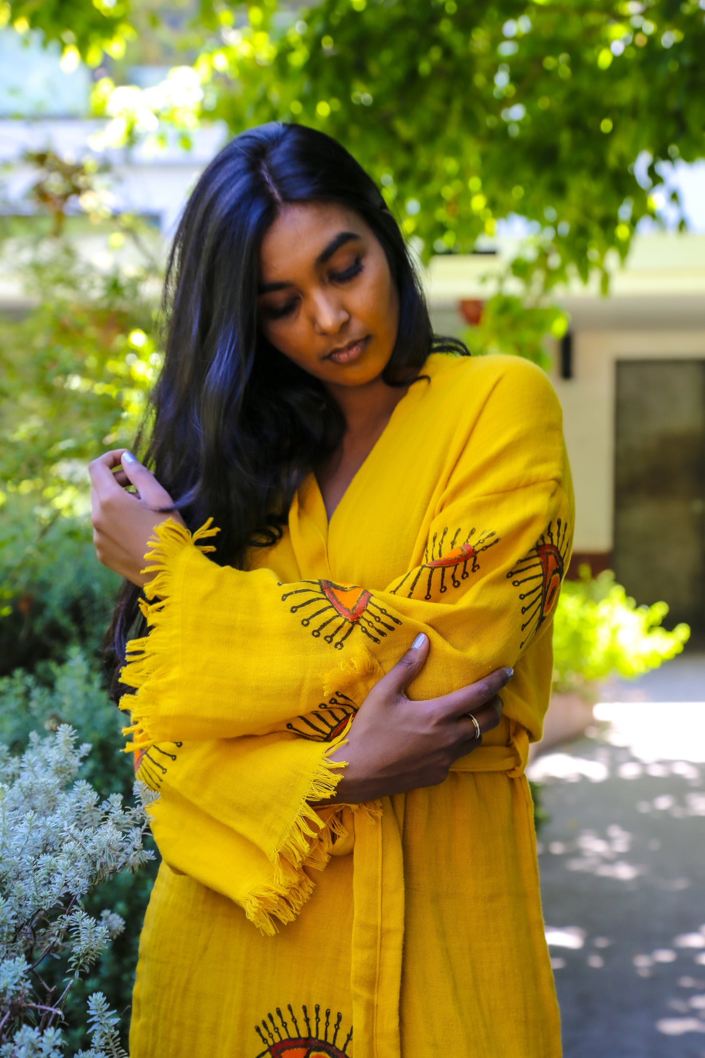 Mustard Colour with Orange Evil eye