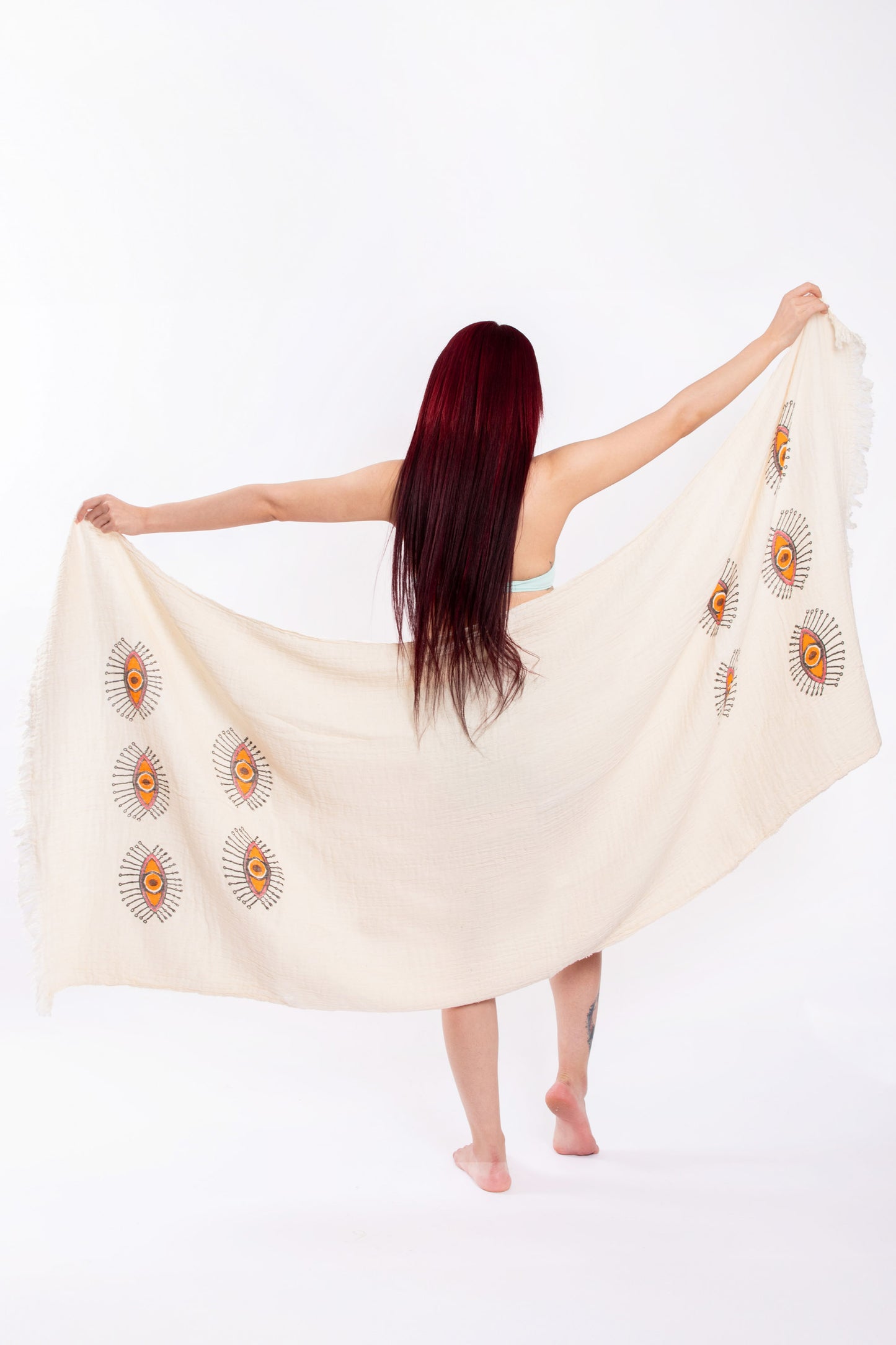 Organic Beach Bag 'Orange Evil Eye'