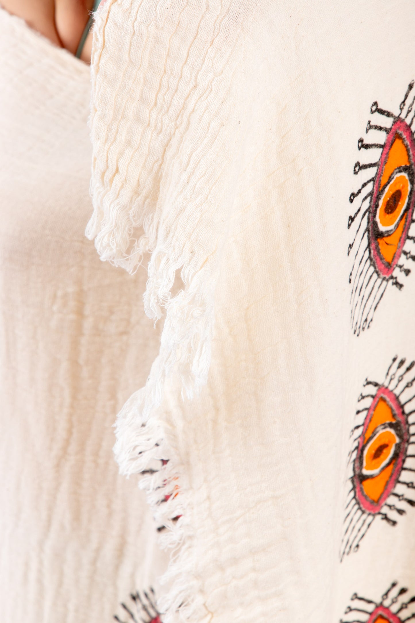 Organic Beach Bag 'Orange Evil Eye'