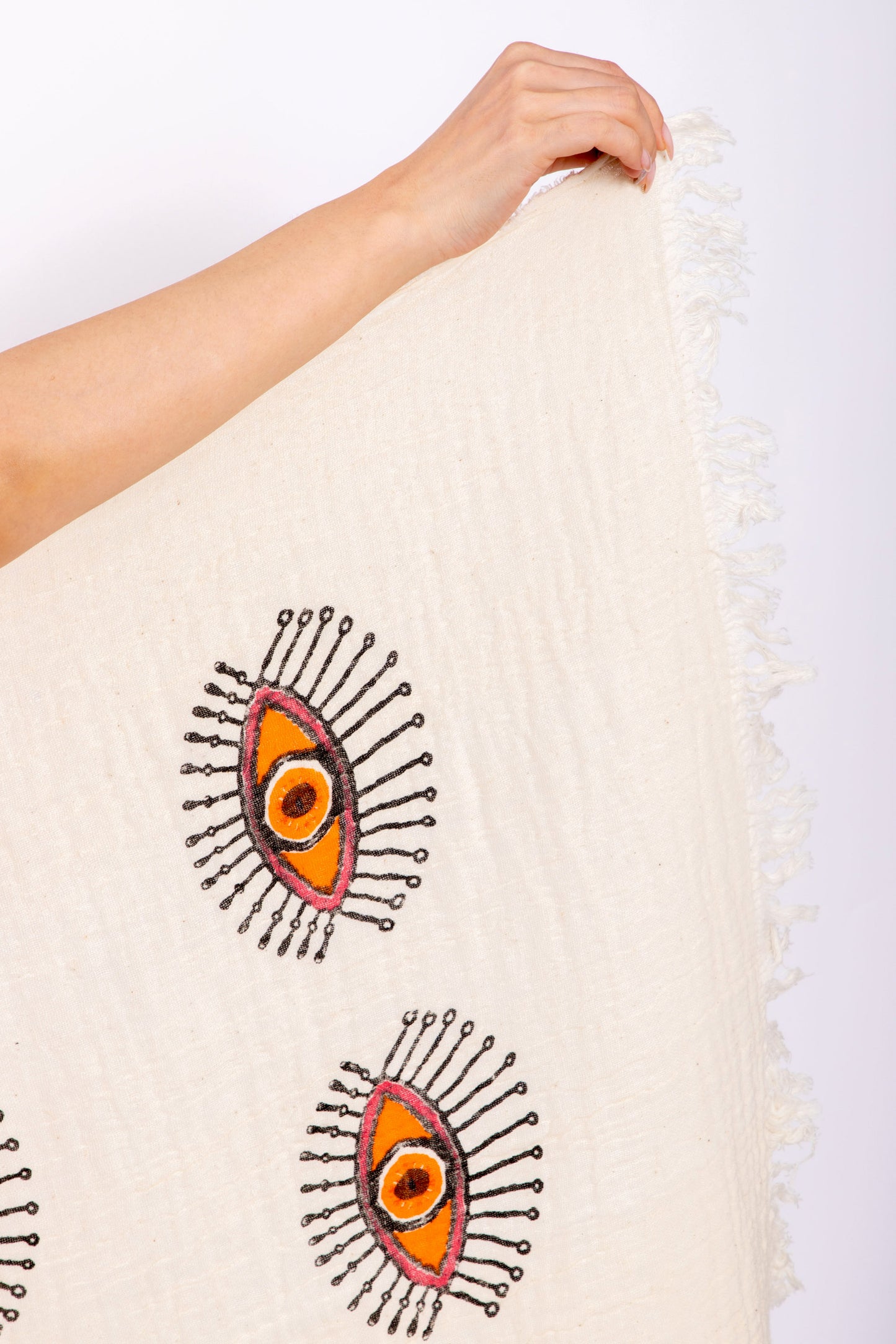 Organic Beach Bag 'Orange Evil Eye'